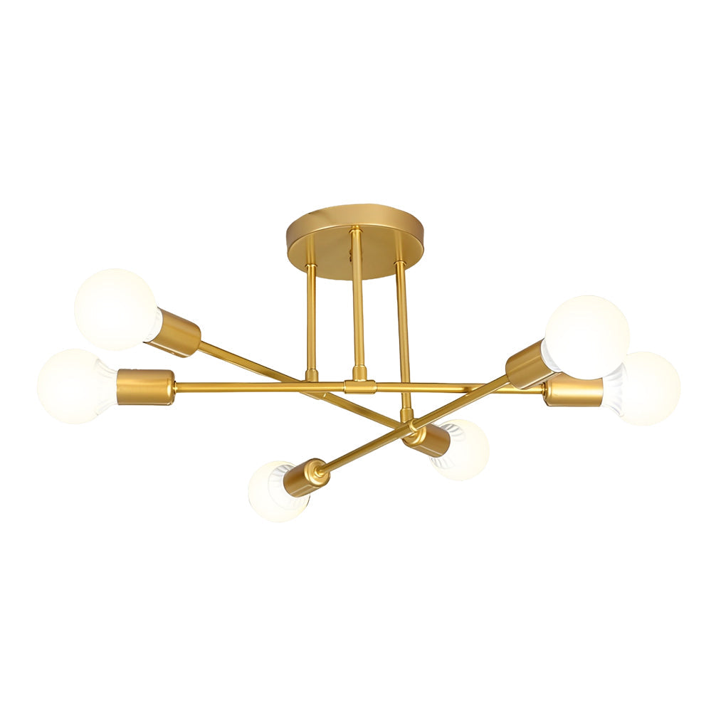 Modern 6-Light Sputnik Flush Mount Ceiling Light - 22'' Dia