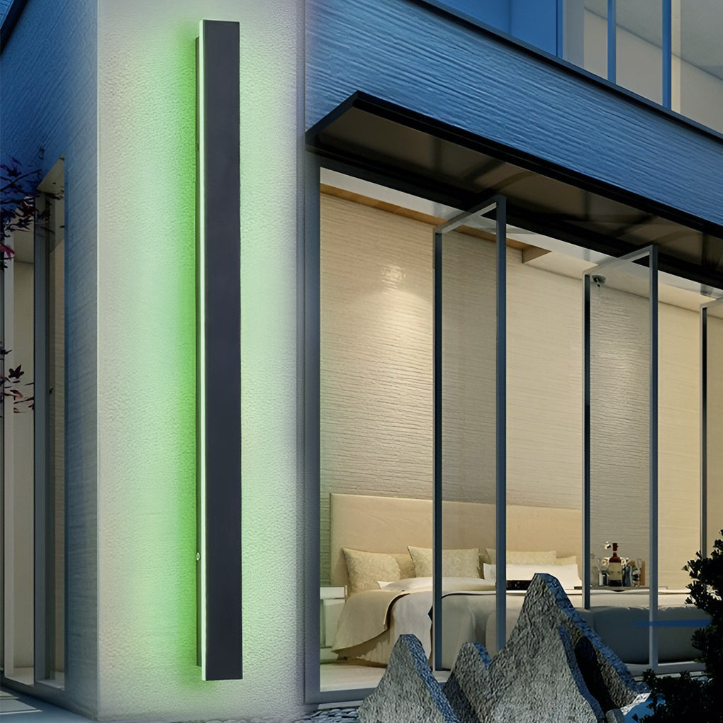 RGB Linear LED Wall Light Waterproof Outdoor Black Metal Fixture