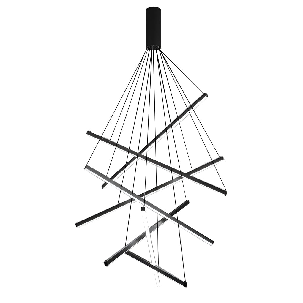 Modern Black Linear LED Chandelier with Stepless Dimming & Remote