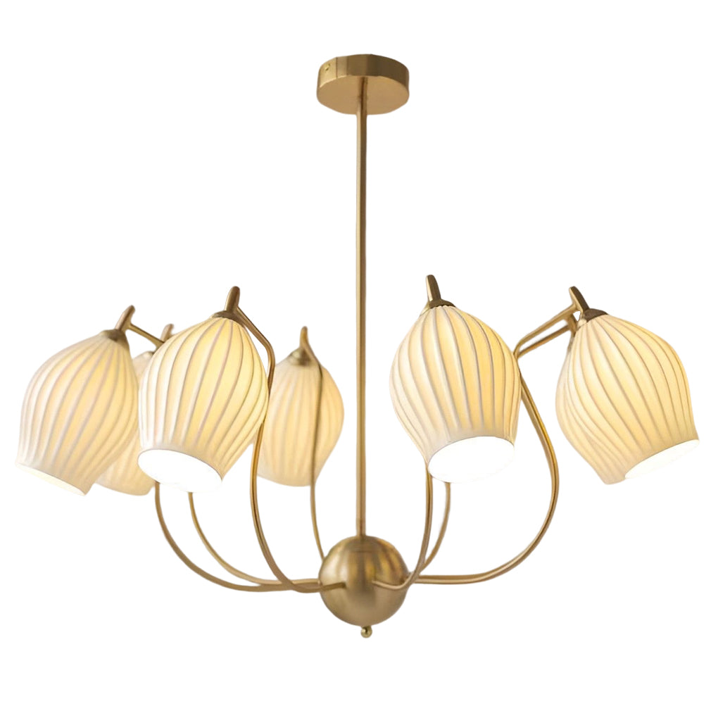 Ceramic Flower Chandelier – Modern Warm White Ceiling Light