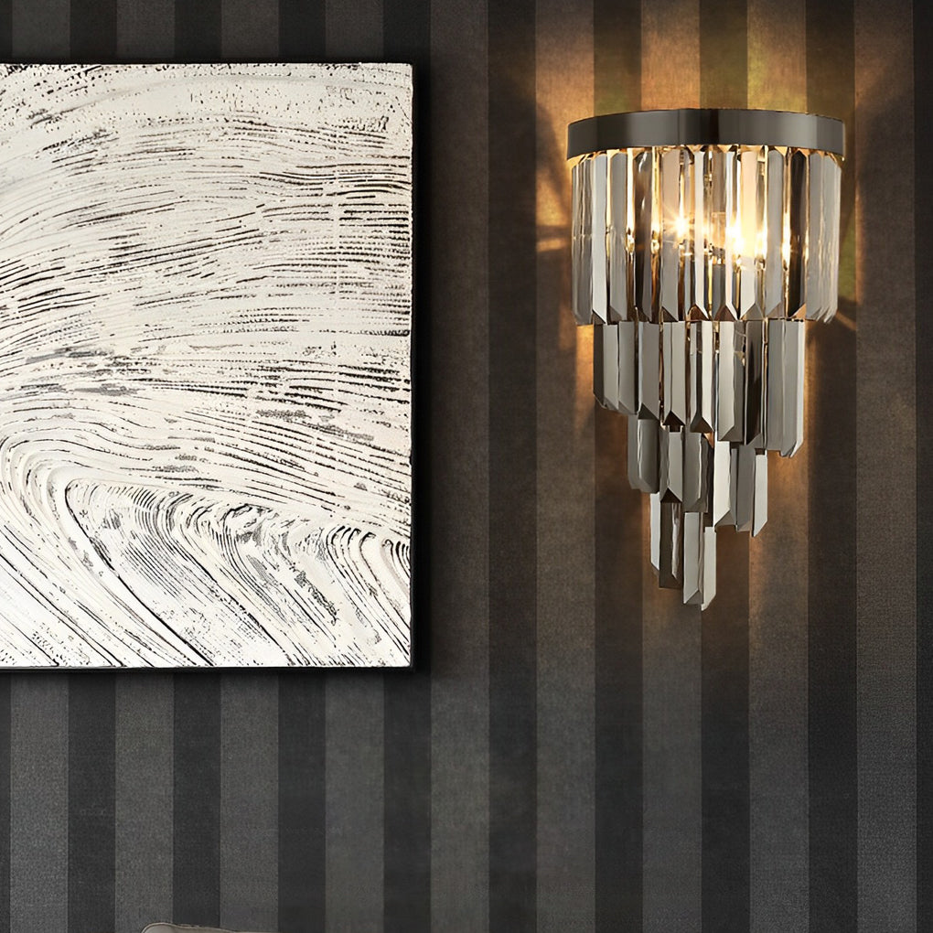 Crystal Modern Wall Sconce with Three-Step Dimming LED Light