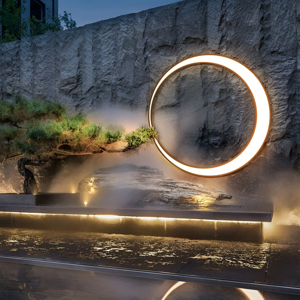 Modern Round Moon LED Outdoor Wall Light IP65 Waterproof