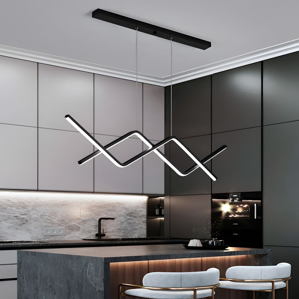 Linear LED Chandelier with 3-Step Dimming - Modern Pendant Light