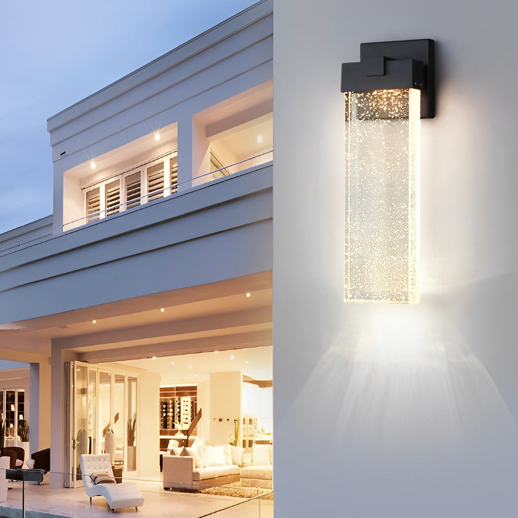 Rectangular Bubble Crystal Modern Outdoor Wall Lamp - Waterproof LED