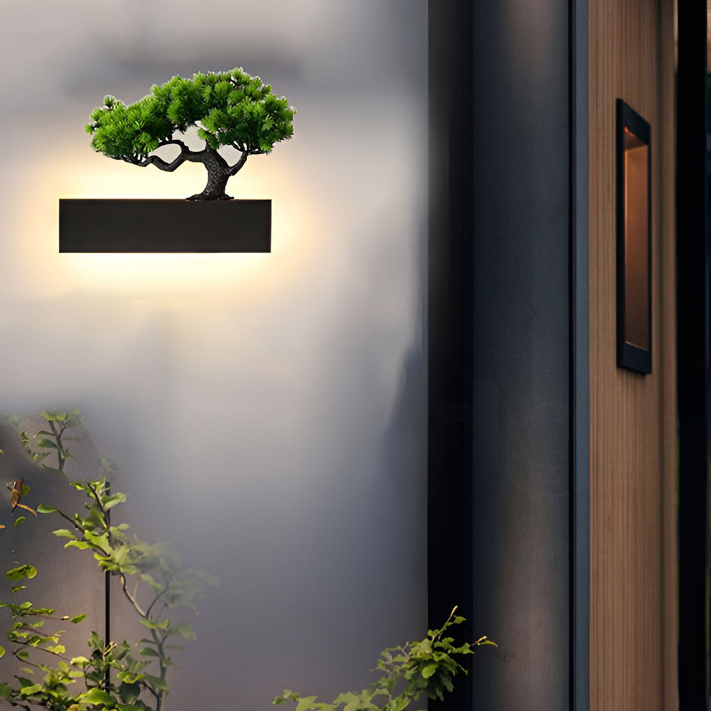 Waterproof Strip Outdoor Wall Light with Botanical Accent