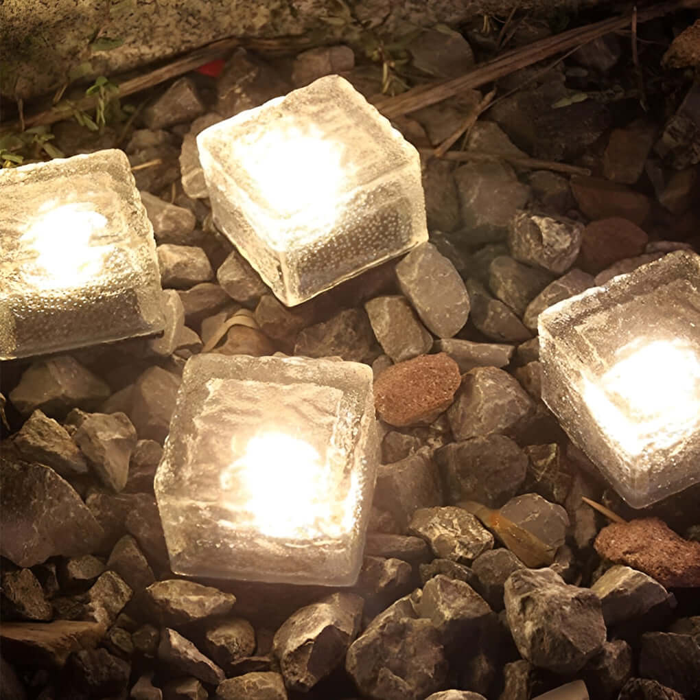 Solar Ice Cube Step Lights Modern Outdoor Deck Pathway Lighting