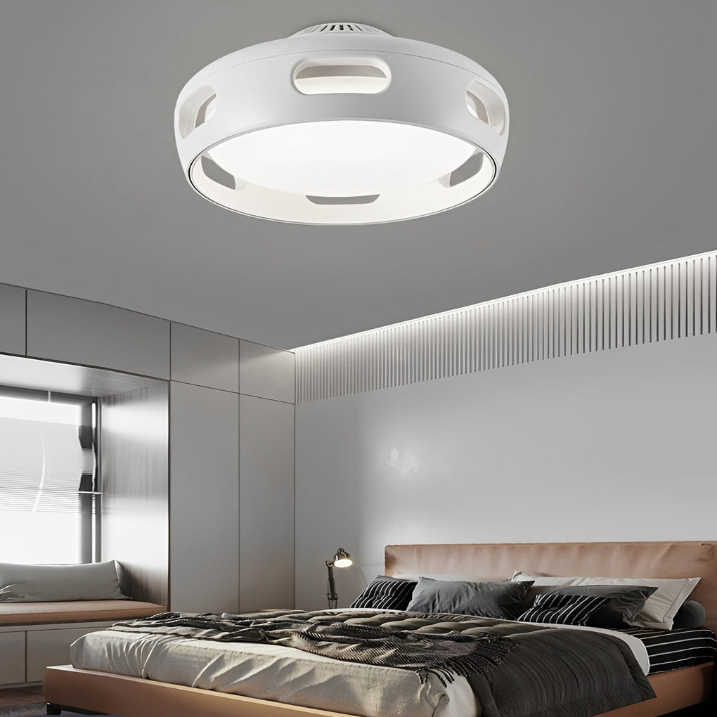 Smart Dimmable Bladeless Ceiling Fan Light with LED - White
