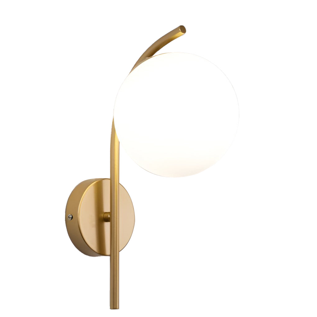 Glass Ball Wall Sconce with Metal Frame - Modern Plug-In Light
