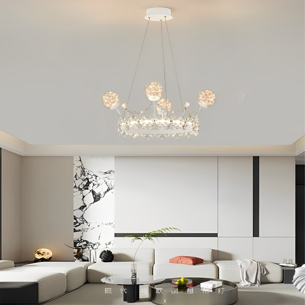 Modern Crystal Glass Chandelier with Flower Decor & 3-Step Dimming