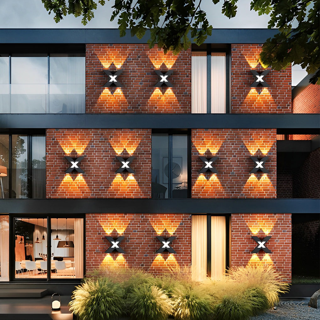 X-Shape Waterproof LED Aluminum Outdoor Wall Light - Modern Black