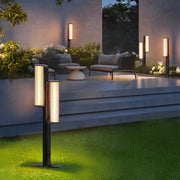 Modern Black LED Pathway Light Dual Cylinder Waterproof Outdoor
