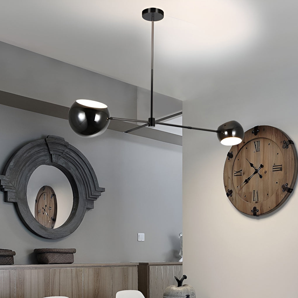 Geometric Linear Black Iron Chandelier Modern Pendant Light