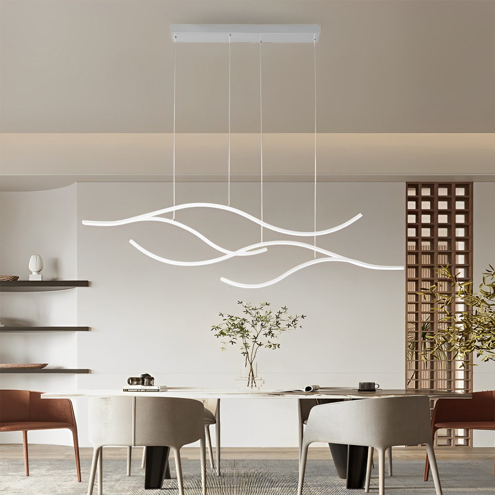 Modern Wave Linear LED Pendant Light Island Chandelier