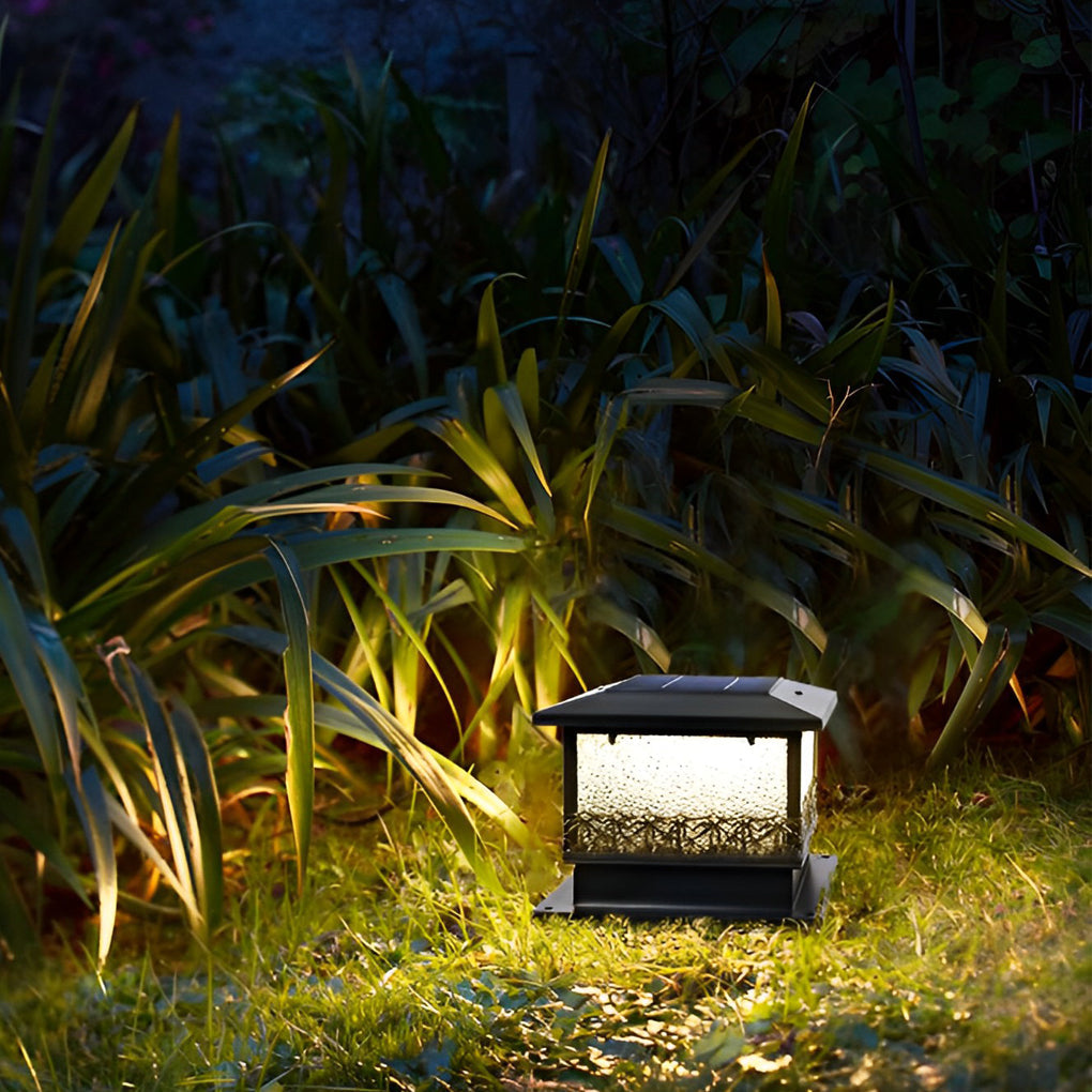 Modern Solar LED Fence Post Light - Waterproof Metal Outdoor Lighting