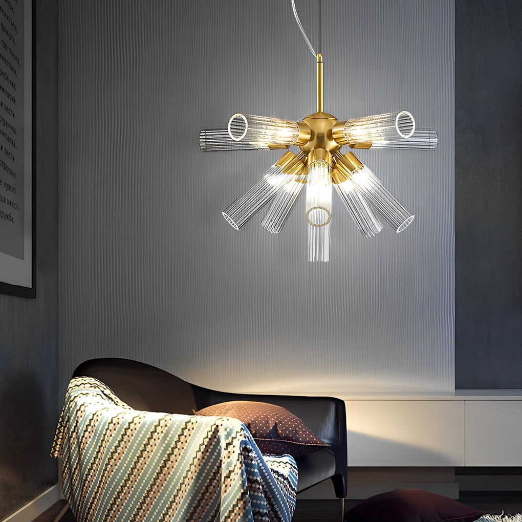 Modern Sputnik Chandelier with Acrylic Tubes & Three-Step Dimming