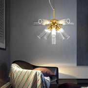 Modern Sputnik Chandelier with Acrylic Tubes & Three-Step Dimming