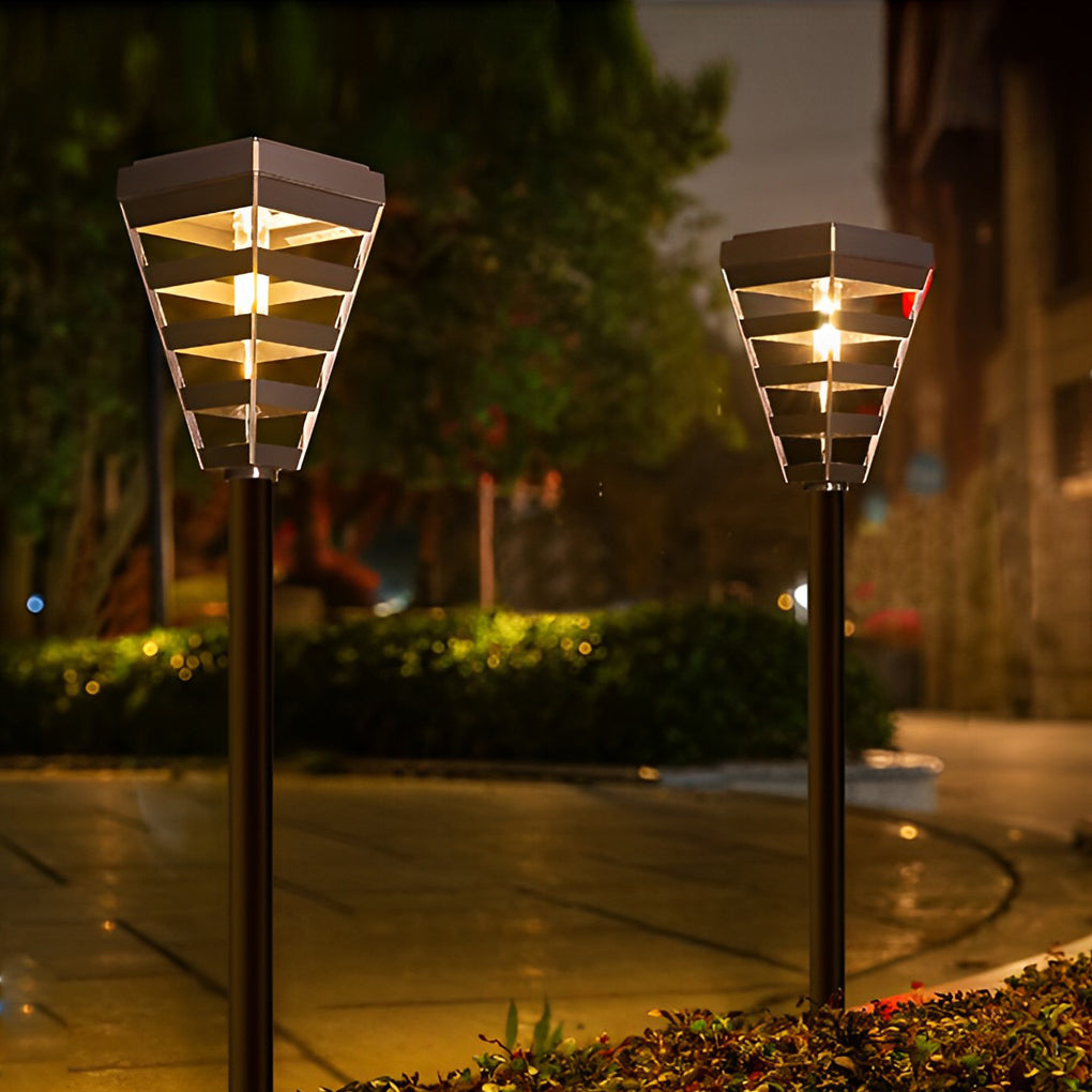 Modern Solar Black Outdoor Post Light with Intelligent Control