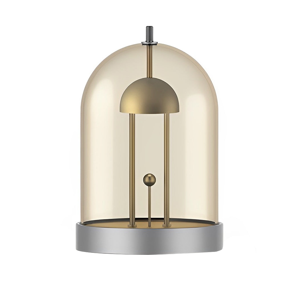 Dome Smoked Glass Cordless Table Lamp with Detachable Shade