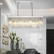 Rectangular Crystal Metal Chandelier with 3-Step Dimming