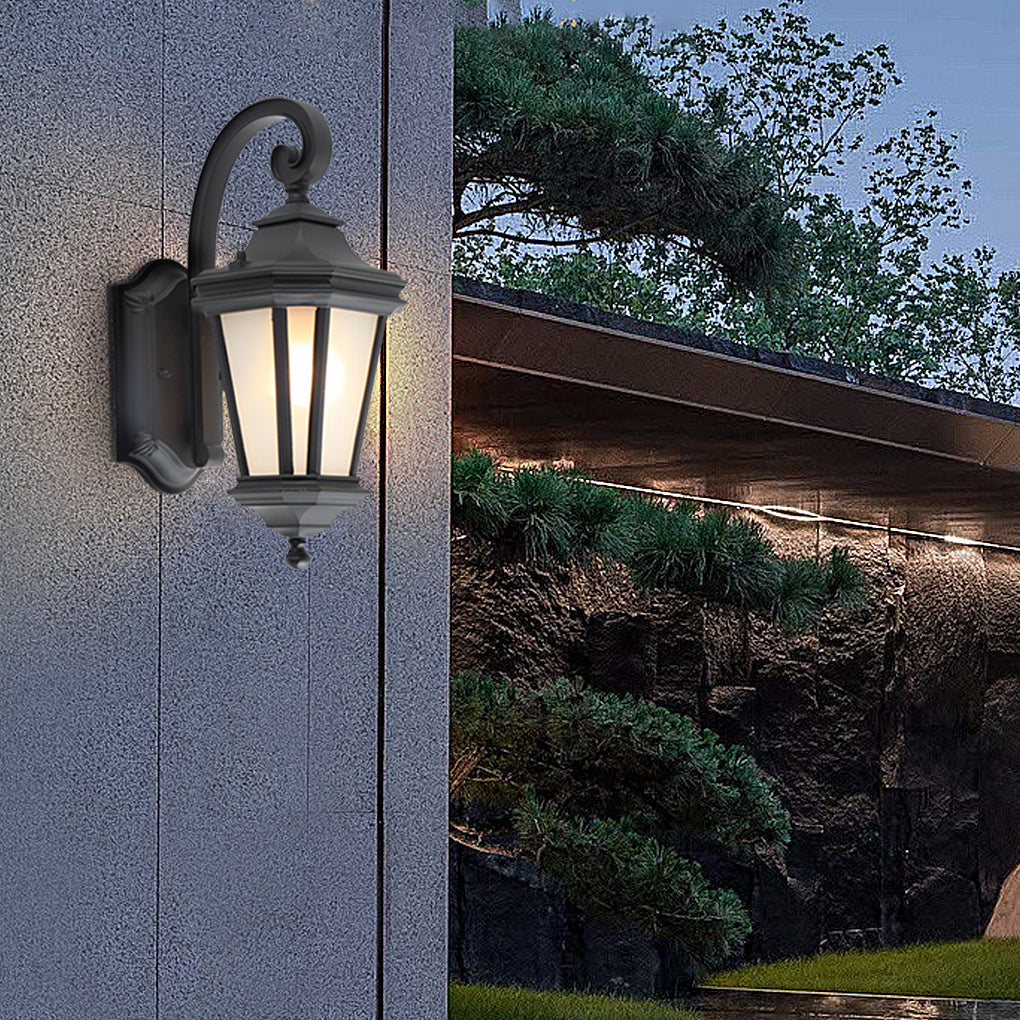 Modern Frosted Glass Outdoor Wall Light with Aluminum Frame