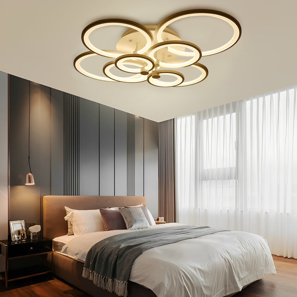 Multi-Circle Dimmable LED Semi-Flush Mount Ceiling Light