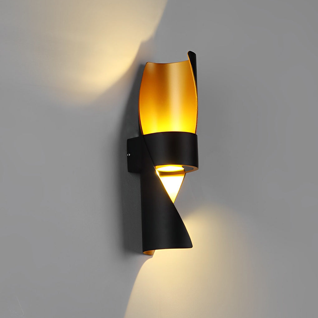 Spiral Outdoor Wall Light Up Down Gold Interior Die-Cast Aluminum