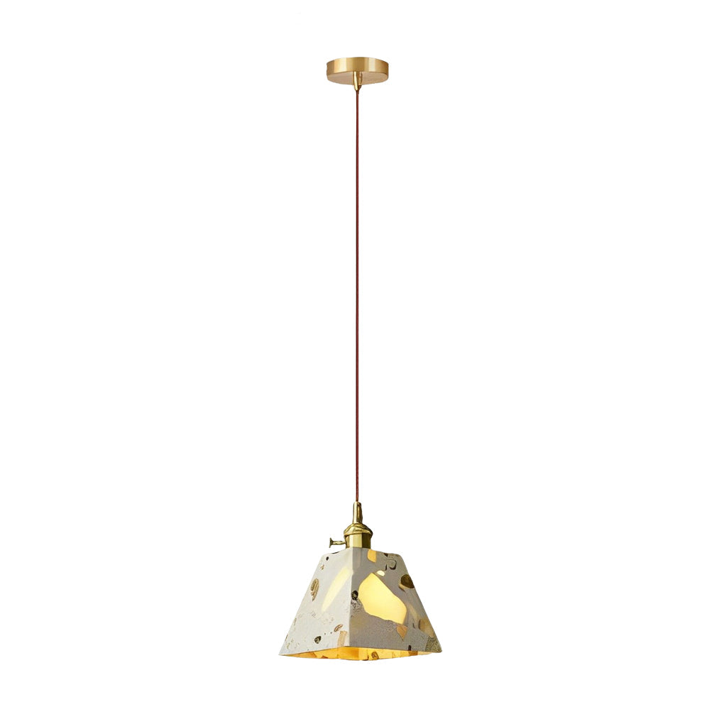 Modern Terrazzo Concrete Pendant Light with Copper Accent
