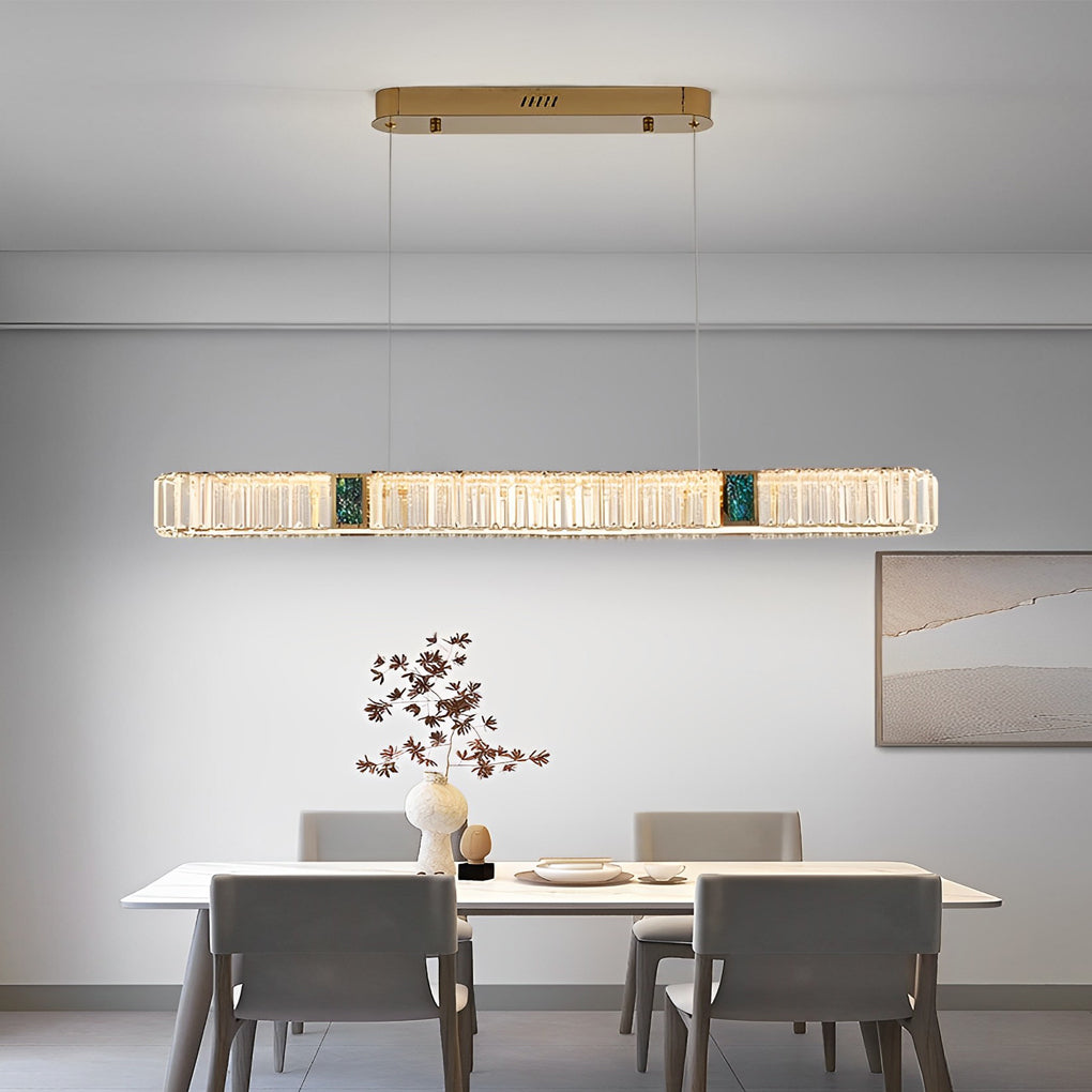 Oval Crystal Chandelier with Stepless Dimming & Gold Finish