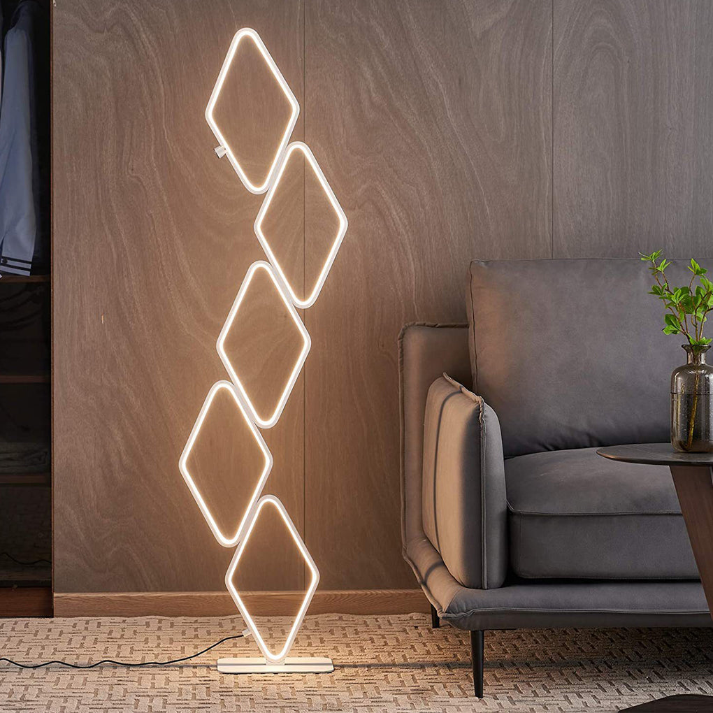 Modern 5-Tier Stacked Square LED Floor Lamp - Aluminum & Iron