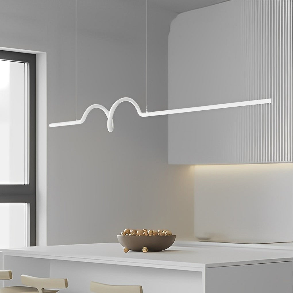 Modern Wavy LED Pendant Light with Stepless Dimming & Remote