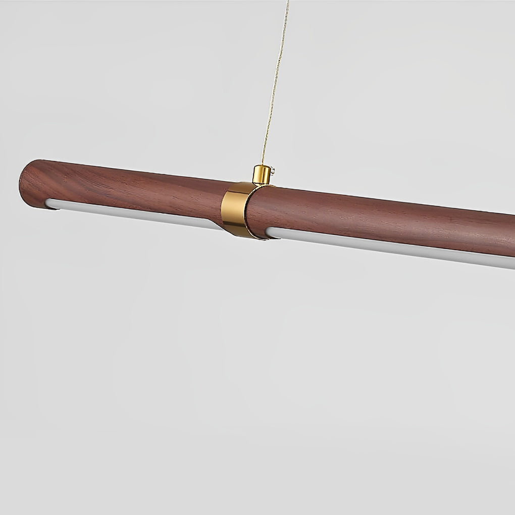 Retro Metal Wood Linear Chandelier Island Pendant Light