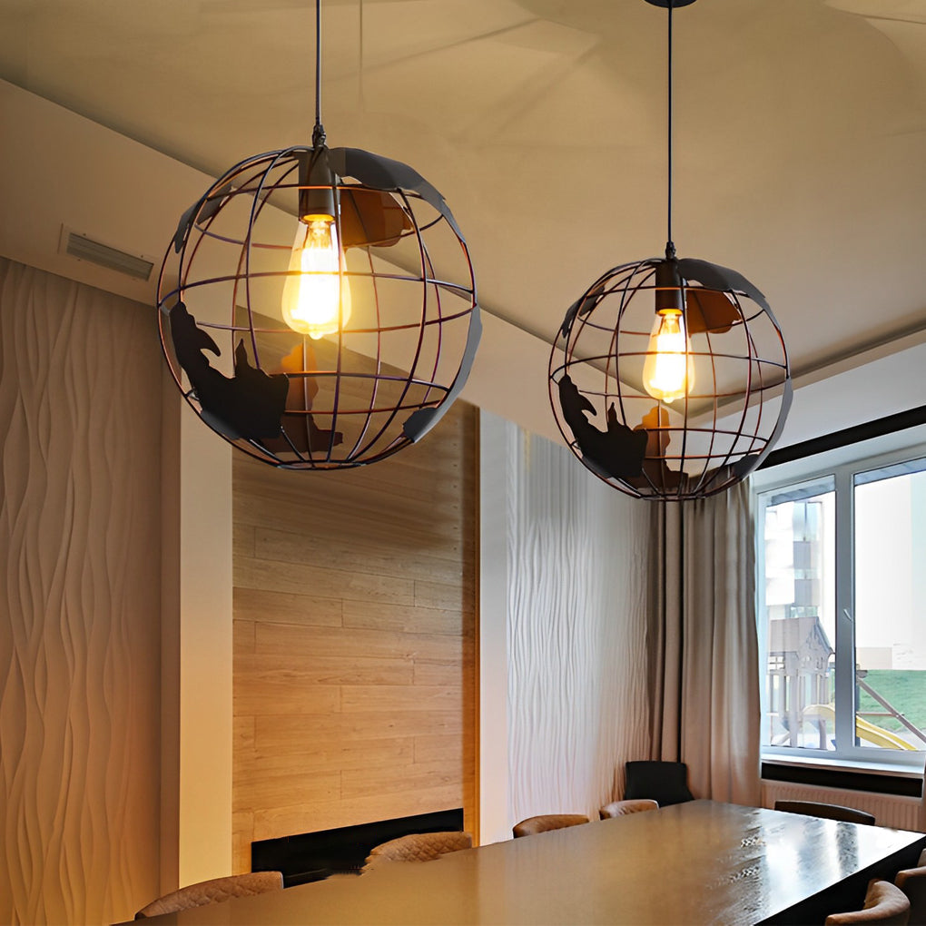 Globe Iron Pendant Light - Modern Retro Industrial Chandelier