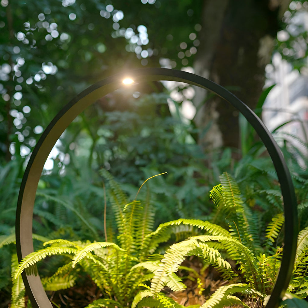 Modern Black Ring Pathway Light Aluminum COB Outdoor Landscape