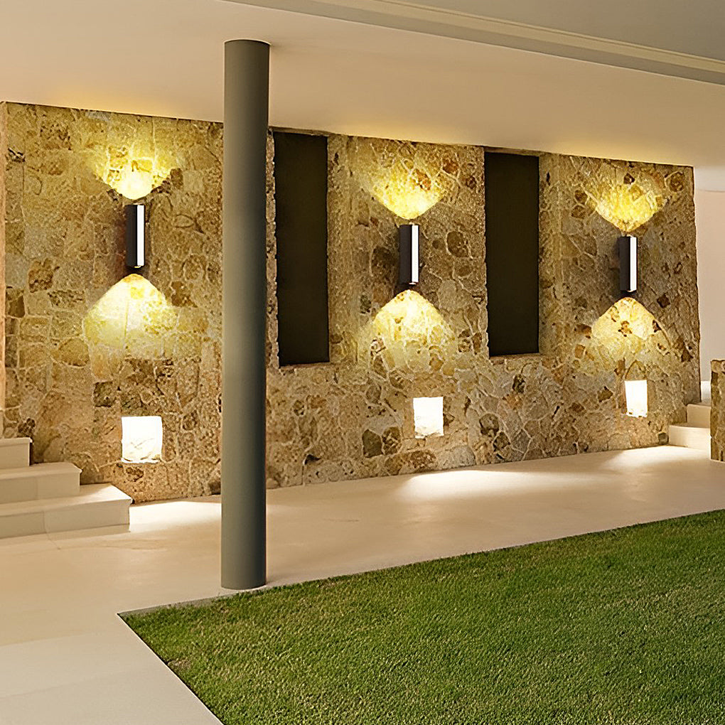 Modern Rectangular LED Wall Light Black Aluminum Up Down Outdoor