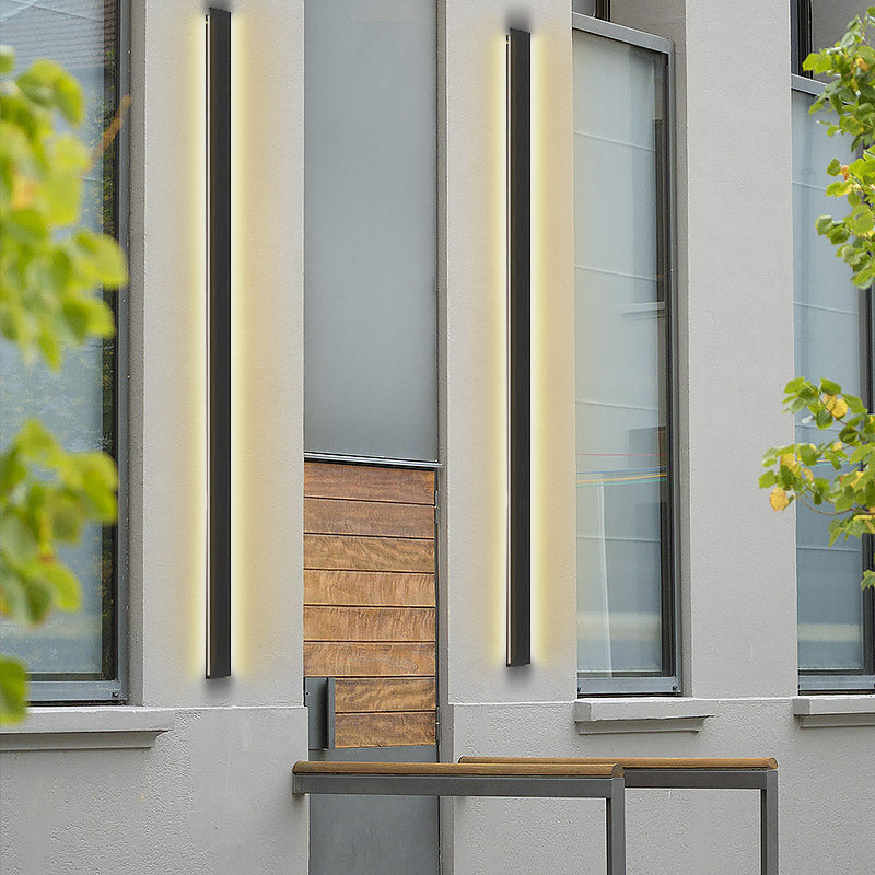 Linear Metal Outdoor Wall Light – Waterproof IP65 Black LED Sconce