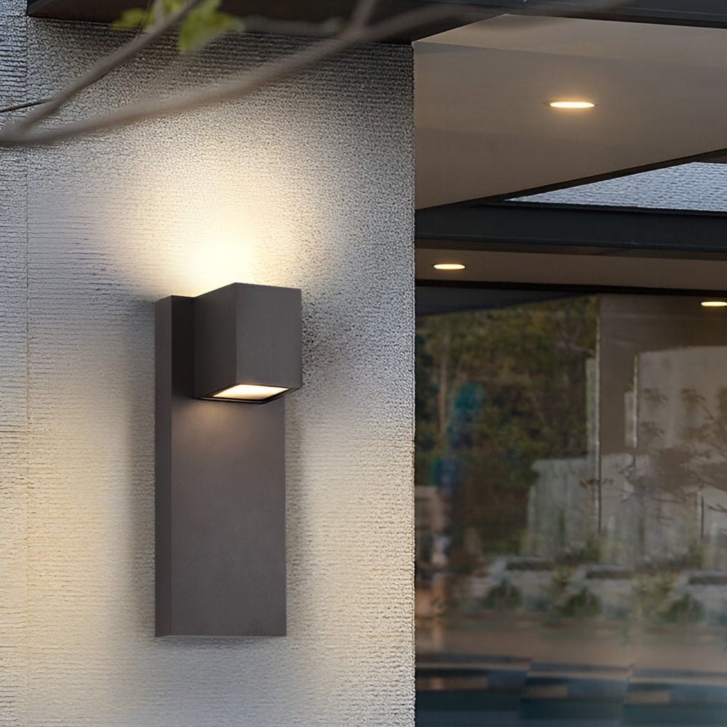 Square Waterproof LED Outdoor Wall Sconce Up Down Lighting Black
