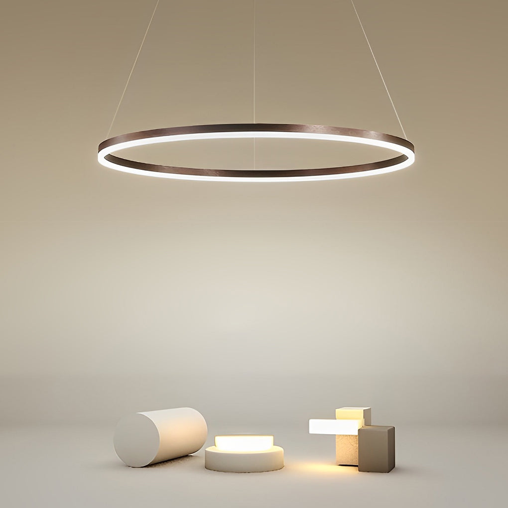 16" Modern Circle Pendant Light - Acrylic & Aluminum LED Fixture