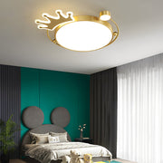 Round Crown Pattern Flush Mount Ceiling Light – Copper & Acrylic