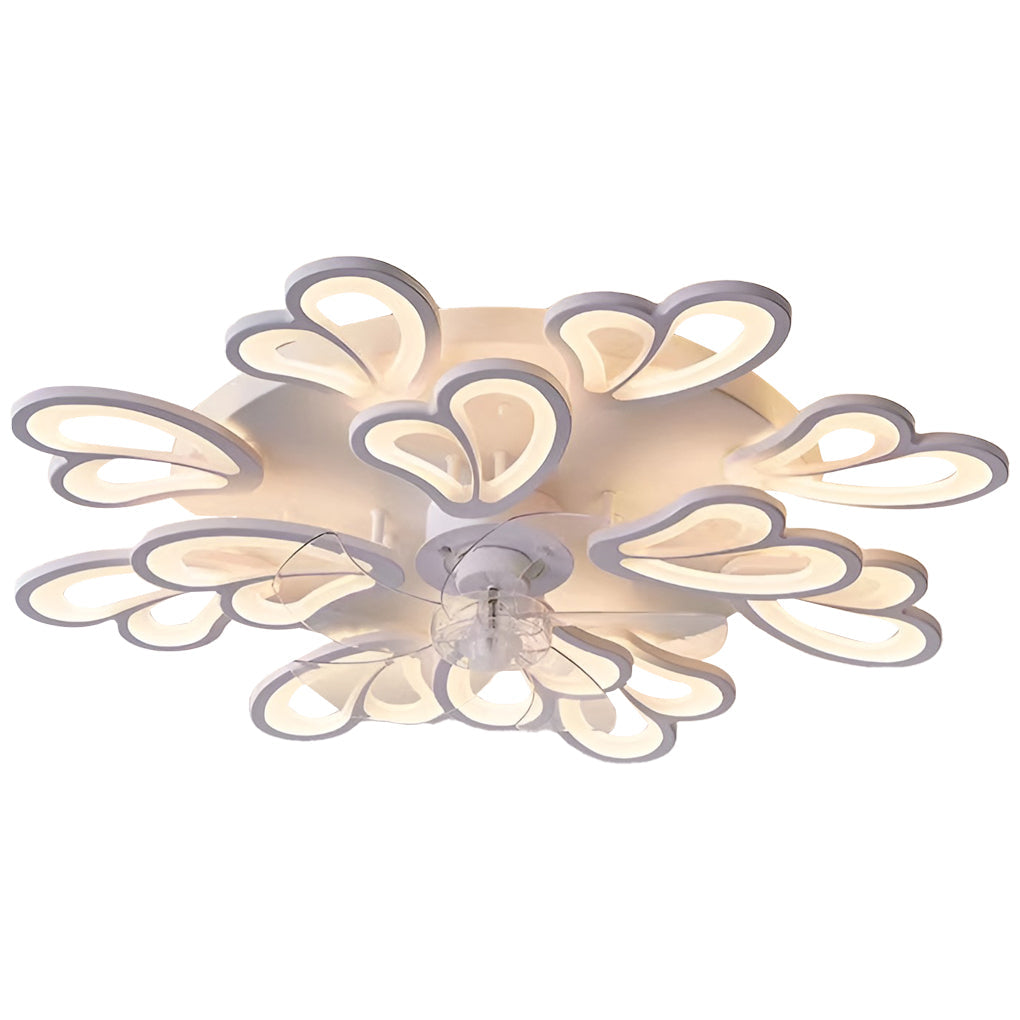 Modern Flower Ceiling Fan with LED Light & 3-Step Dimming