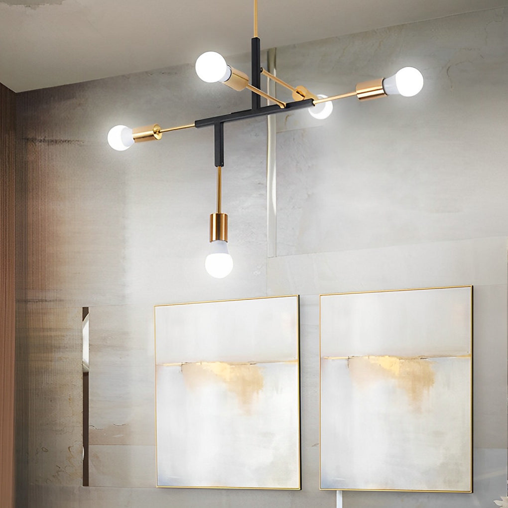 5-Light Branch Modern Chandelier – Electroplated Iron Ceiling Light