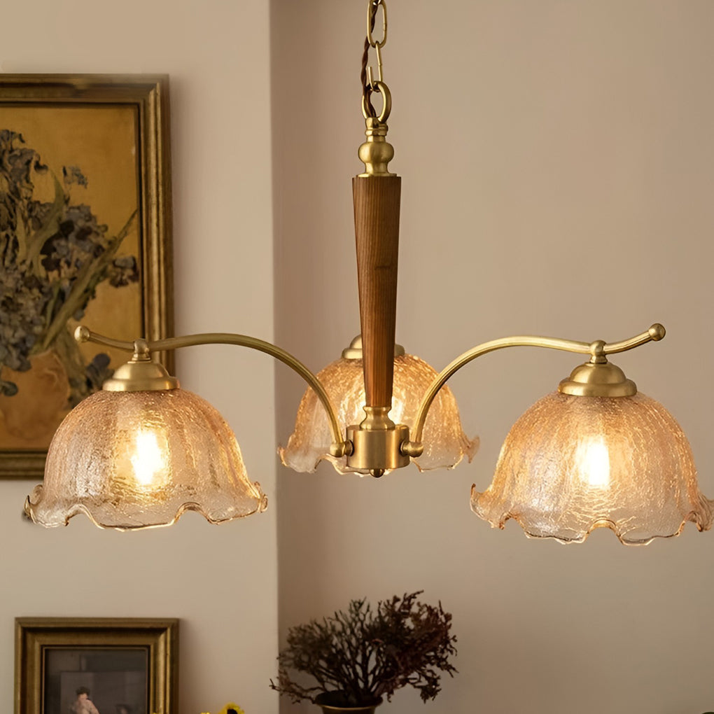 Cracked Glass Chandelier 3-Light Vintage Pendant Ceiling Lamp
