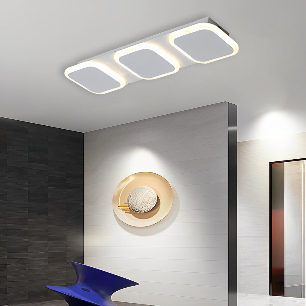 Modern Geometric Linear Flush Mount Ceiling Light - Metal & Acrylic