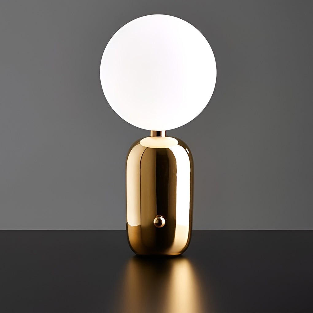Modern Glass Globe Table Lamp with Metal Base