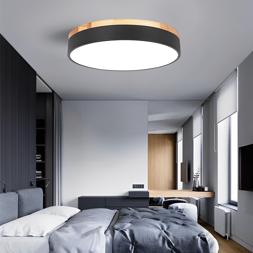 12" Modern LED Flush Mount Ceiling Light - Metal & PVC