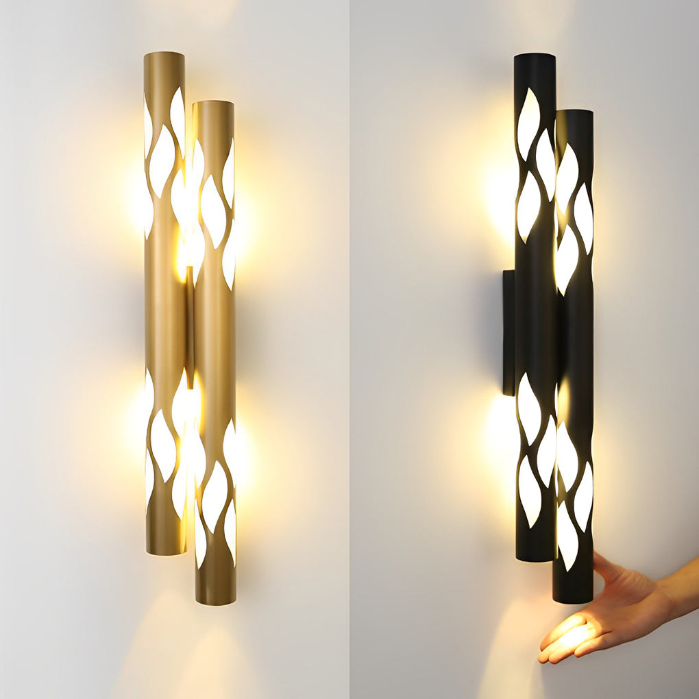 Flame Pattern LED Wall Sconce - Modern Up Down Light Metal Acrylic