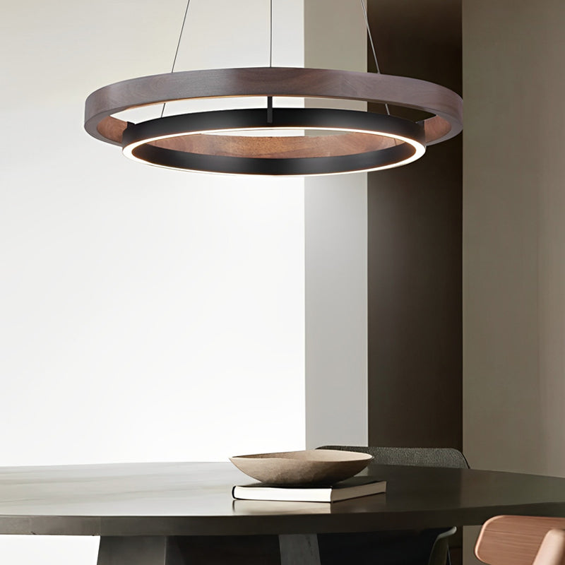 Modern Black LED Chandelier with 3-Step Dimming