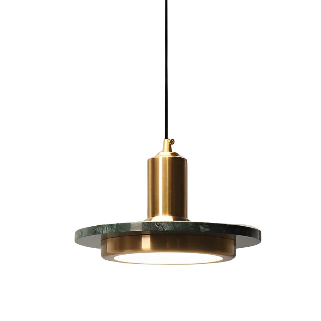 Modern Flying Saucer Pendant Light with LED, Iron & Marble Accent