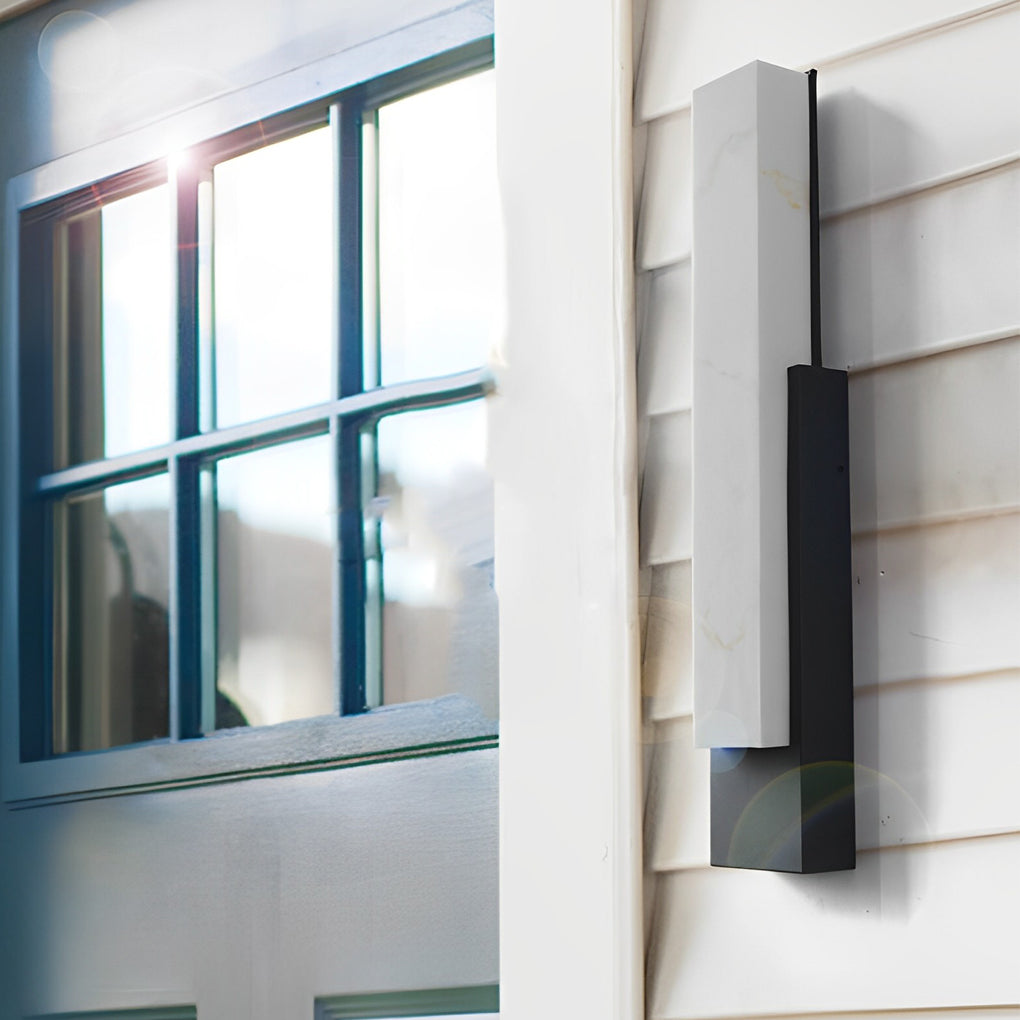 Modern Black Marble Outdoor Wall Light - LED Waterproof Fixture