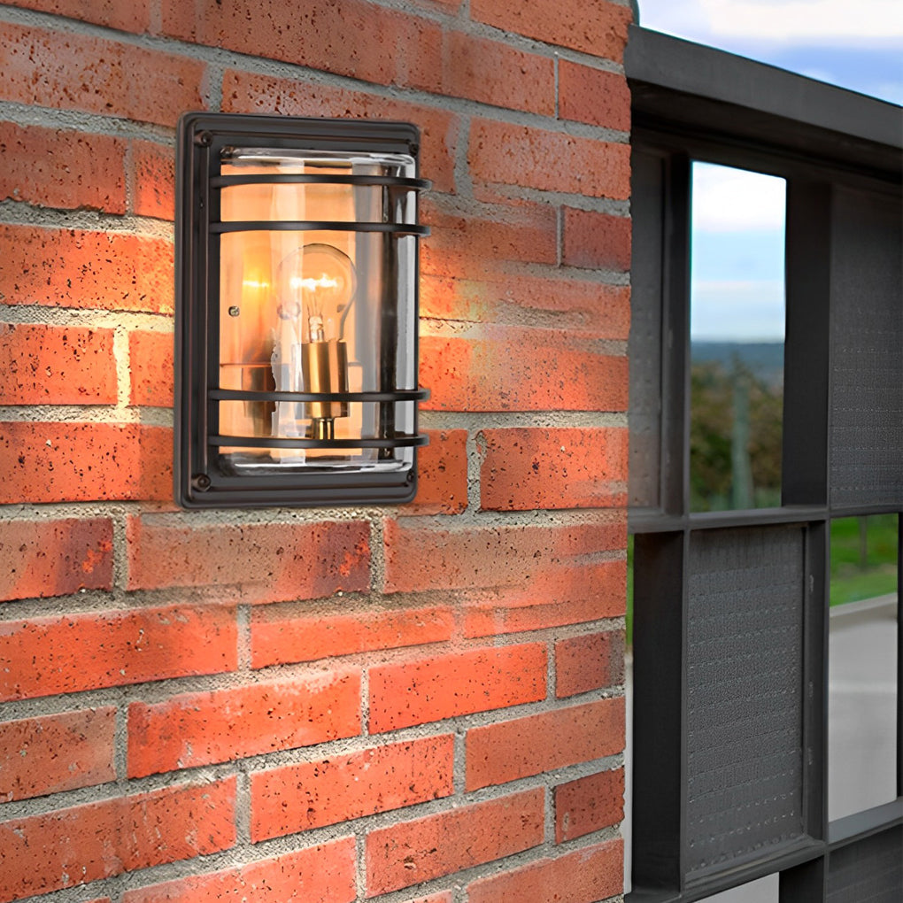 Modern Aluminum & Glass Outdoor Wall Light - Waterproof Brown Finish