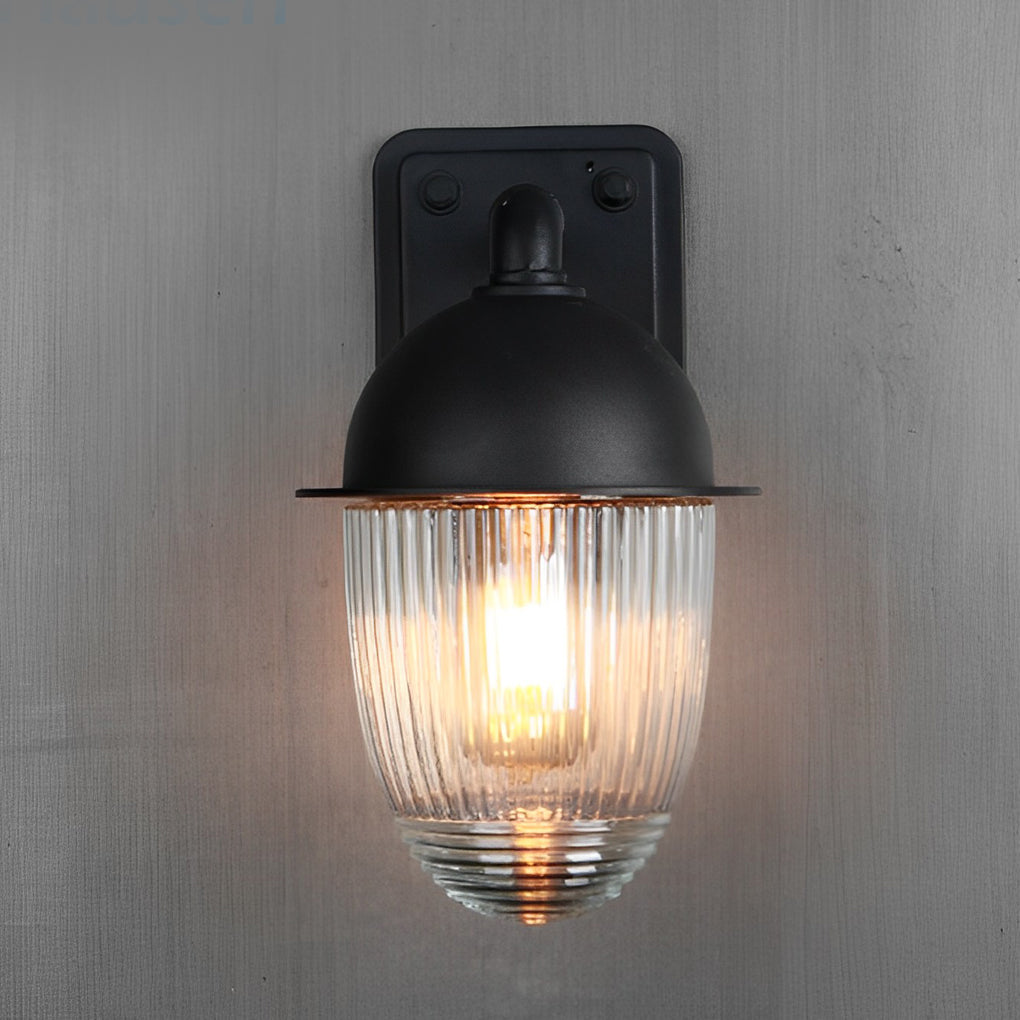 Glass Ball Outdoor Wall Lamp - Matte Black Industrial Sconce